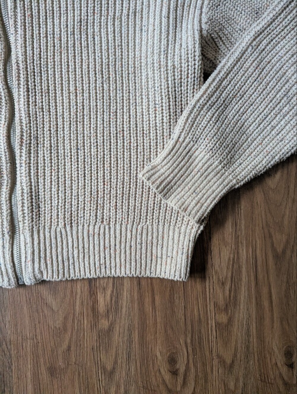 Old Navy Cream Zip-Up Ribbed Knit Women's Sweater Sz M - Picture 2 of 6